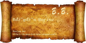 Bögös Borisz névjegykártya